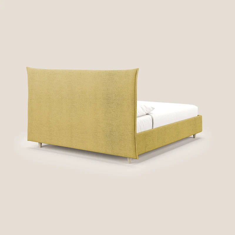Audrey lit rembourré avec coffre déhoussable en tissu flammé imperméable T03 jaune