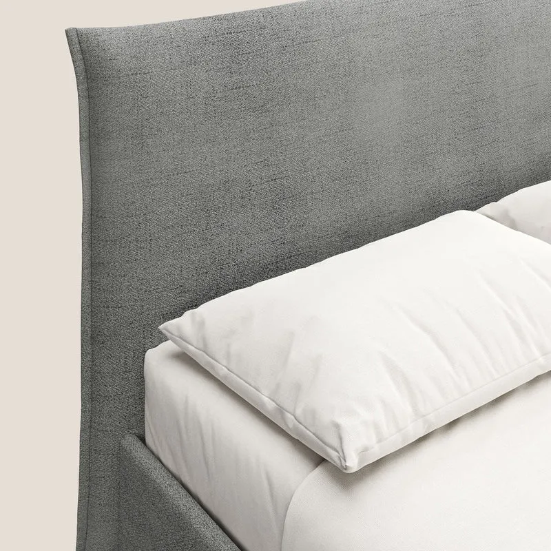 Audrey lit rembourré avec coffre déhoussable en tissu flammé imperméable T03 gris clair