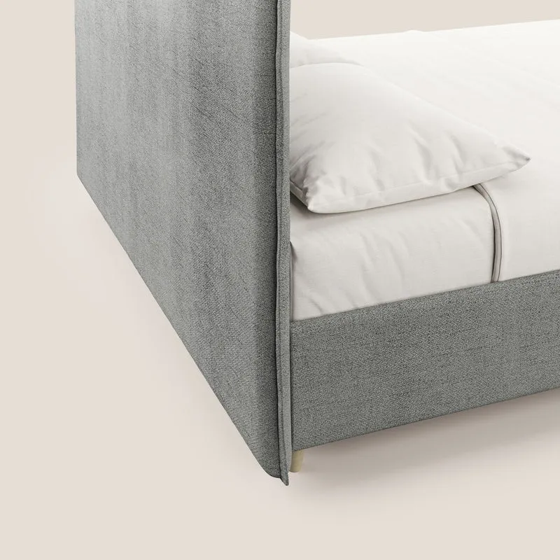 Audrey lit rembourré avec coffre déhoussable en tissu flammé imperméable T03 gris clair