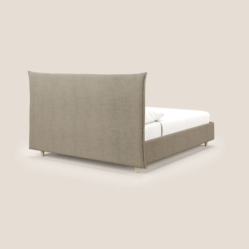 Audrey lit rembourré avec coffre déhoussable en tissu flammé imperméable T03 marron