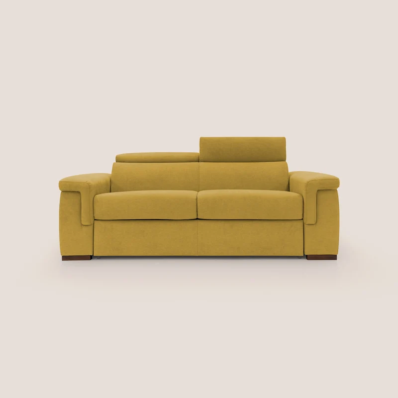 Giunone canapé convertible avec matelas de 18 cm et têtières inclinables en tissu imperméable T02 jaune