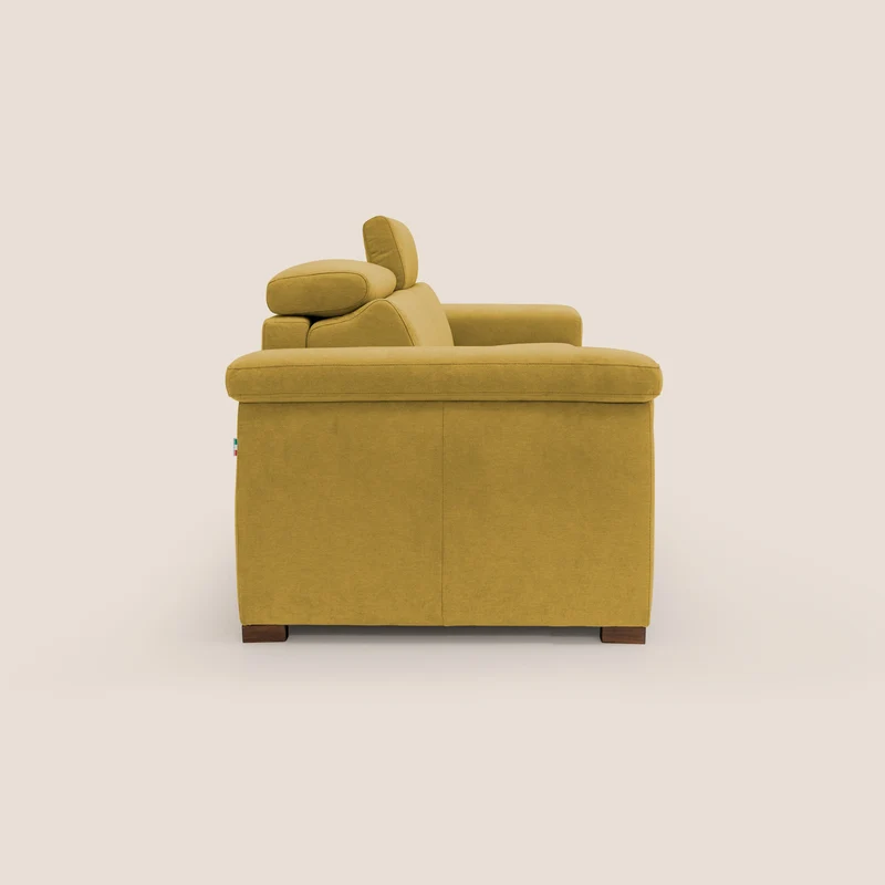 Giunone canapé convertible avec matelas de 18 cm et têtières inclinables en tissu imperméable T02 jaune