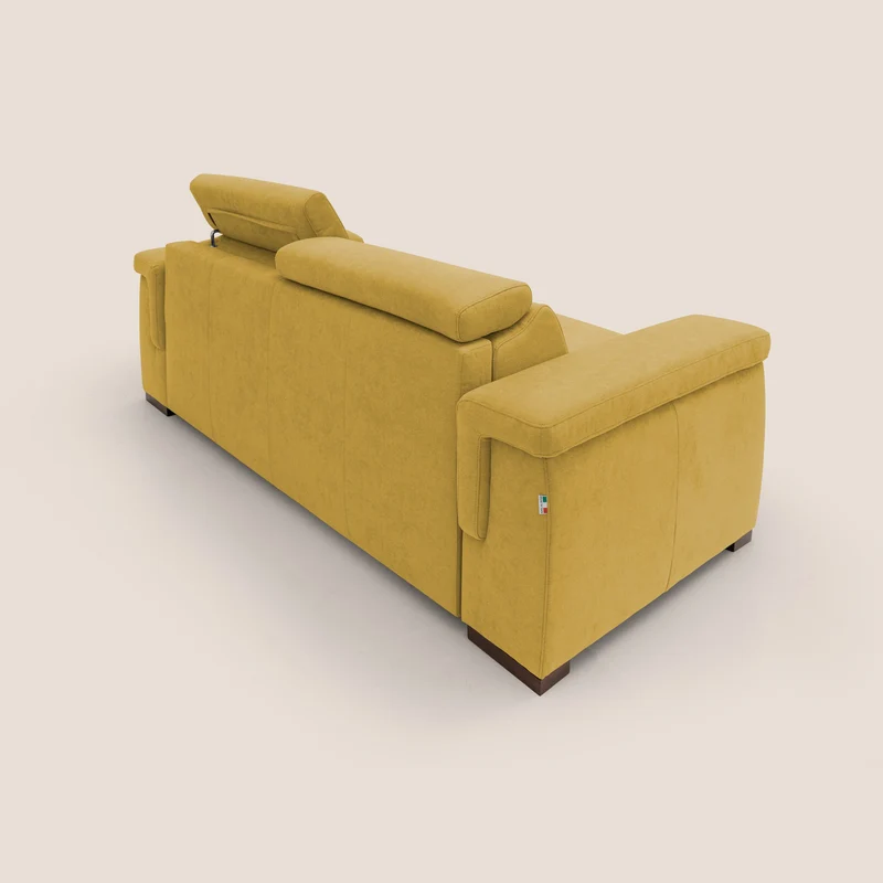 Giunone canapé convertible avec matelas de 18 cm et têtières inclinables en tissu imperméable T02 jaune