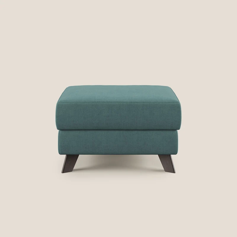 Moon Pouf coffre aux pieds hauts et tissu doux imperméable T02 bleu canard