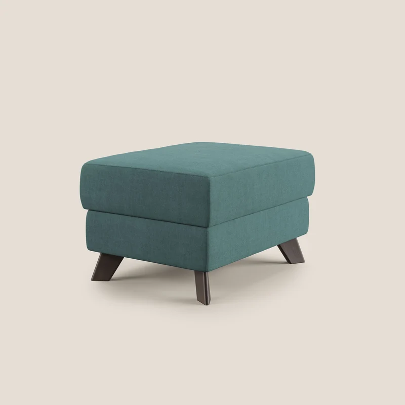 Moon Pouf coffre aux pieds hauts et tissu doux imperméable T02 bleu canard