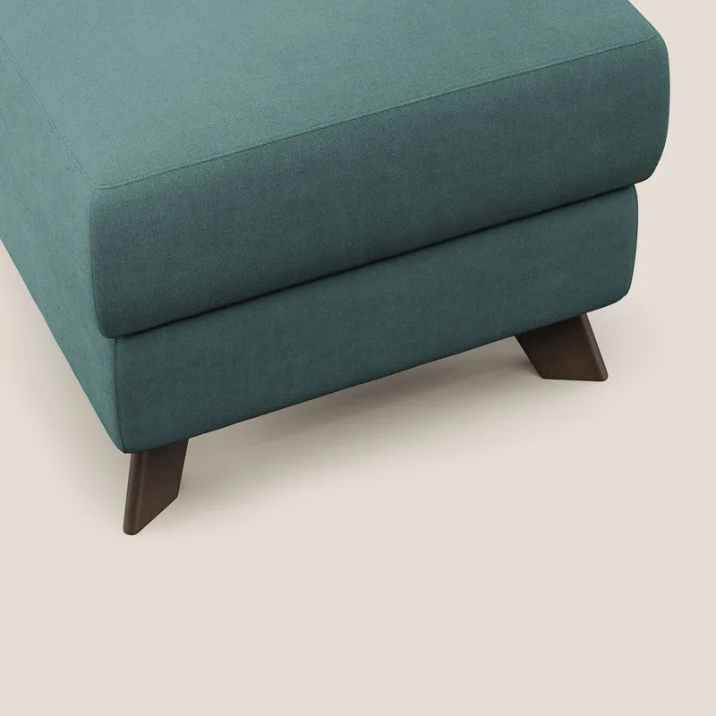 Moon Pouf coffre aux pieds hauts et tissu doux imperméable T02 bleu canard