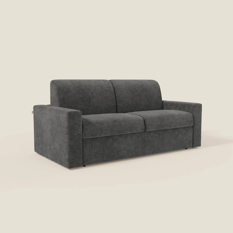 Diomede Canapé convertible en velours easy clean, déhoussable - design moderne et confort en T35 anthracite