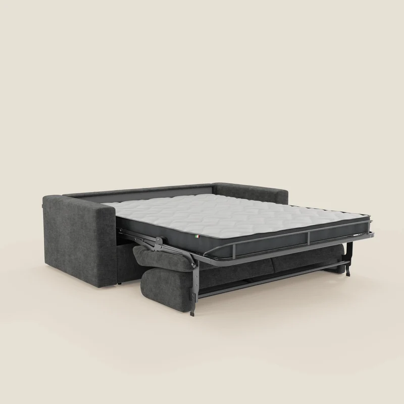Diomede Canapé convertible en velours easy clean, déhoussable - design moderne et confort en T35 anthracite