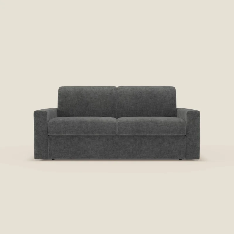 Diomede Canapé convertible en velours easy clean, déhoussable - design moderne et confort en T35 anthracite