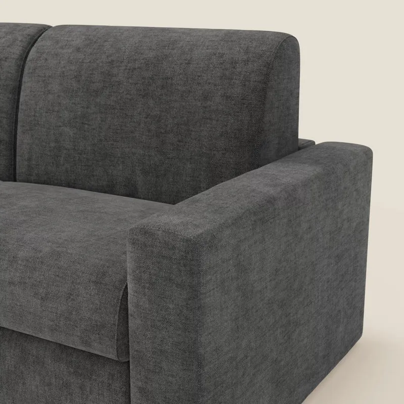 Diomede Canapé convertible en velours easy clean, déhoussable - design moderne et confort en T35 anthracite
