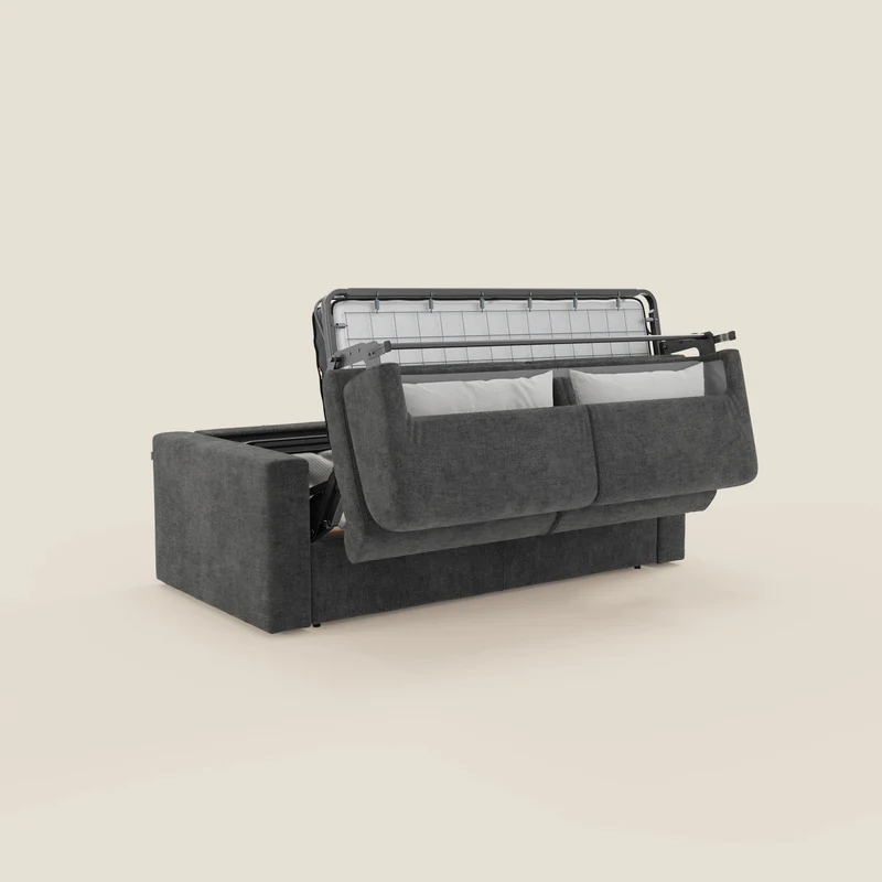 Diomede Canapé convertible en velours easy clean, déhoussable - design moderne et confort en T35 anthracite