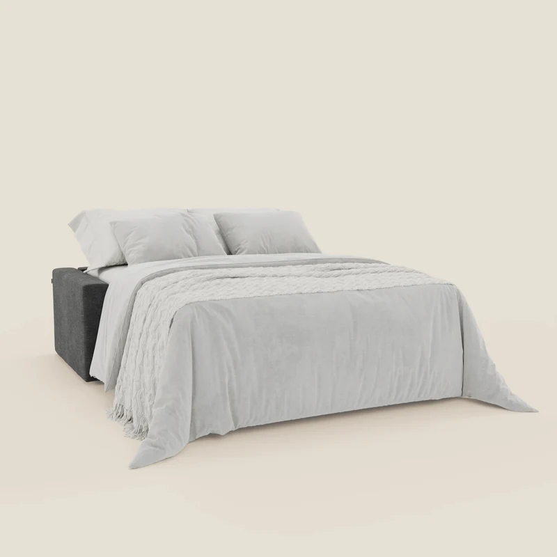 Diomede Canapé convertible en velours easy clean, déhoussable - design moderne et confort en T35 anthracite