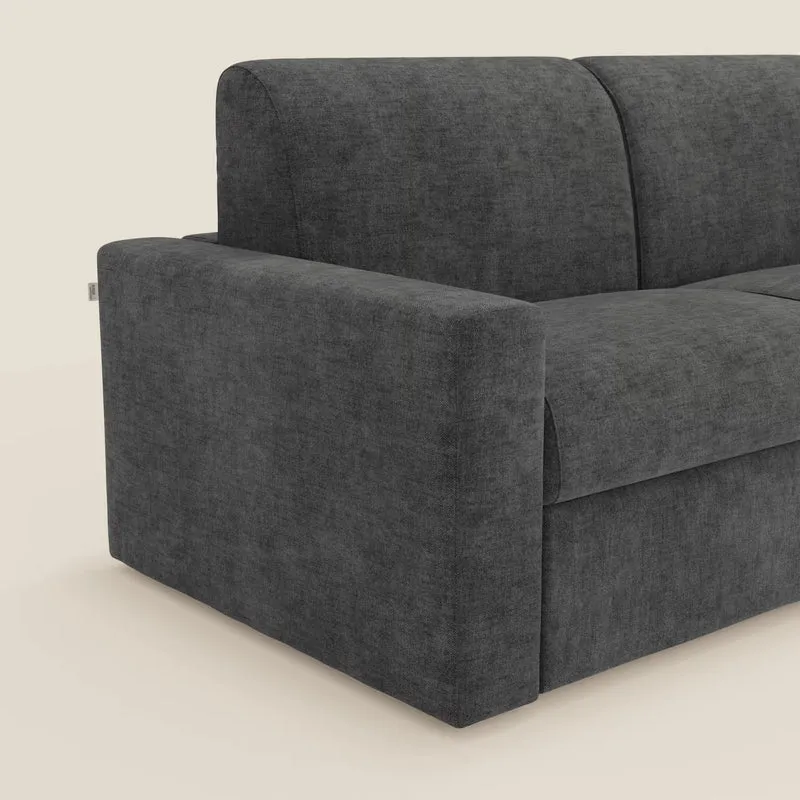 Diomede Canapé convertible en velours easy clean, déhoussable - design moderne et confort en T35 anthracite