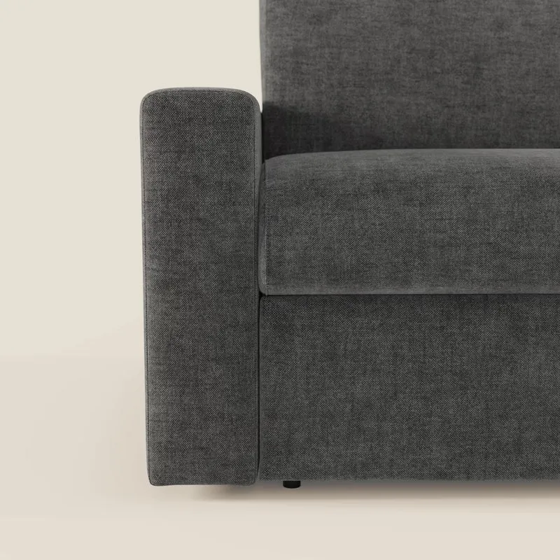 Diomede Canapé convertible en velours easy clean, déhoussable - design moderne et confort en T35 anthracite