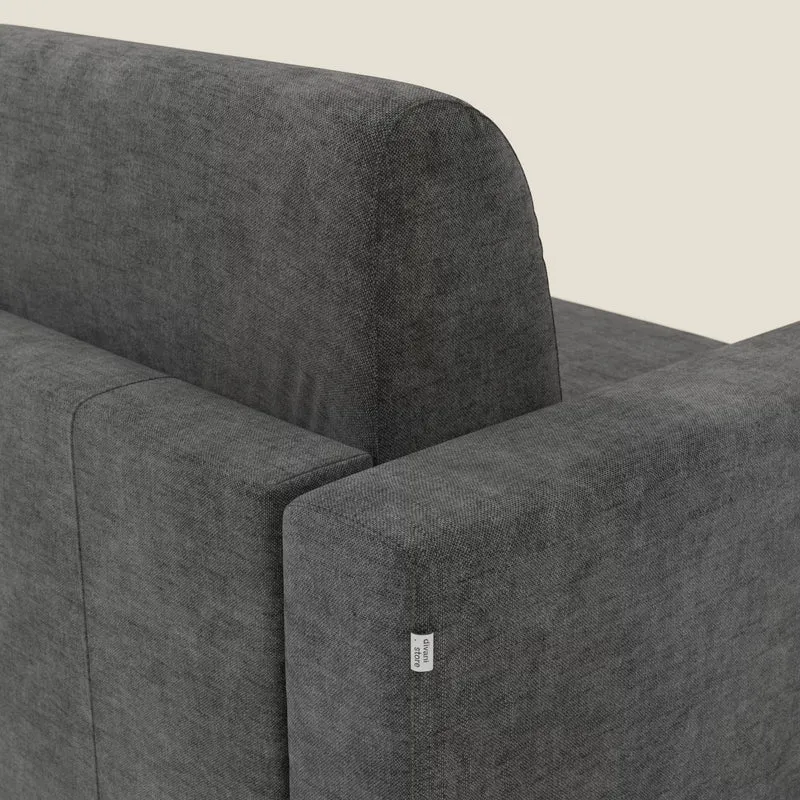 Diomede Canapé convertible en velours easy clean, déhoussable - design moderne et confort en T35 anthracite