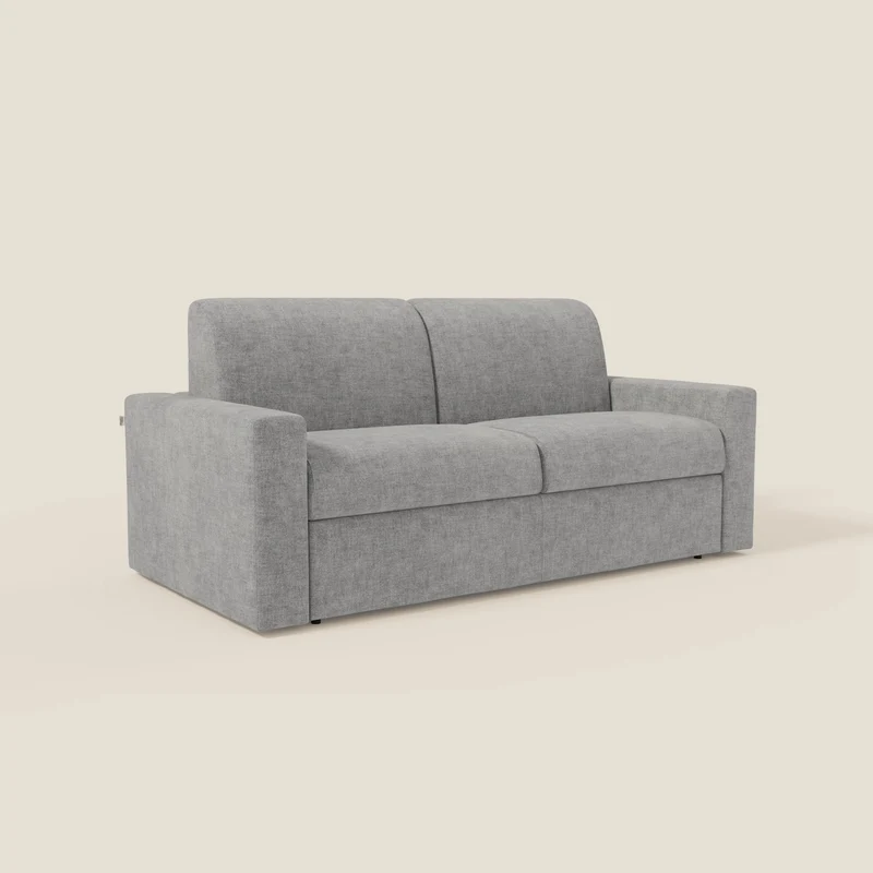 Diomede Canapé convertible en velours easy clean, déhoussable - design moderne et confort en T35 gris