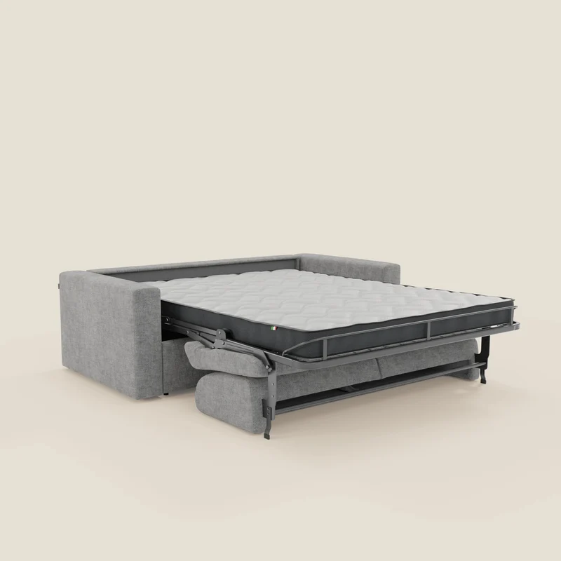 Diomede Canapé convertible en velours easy clean, déhoussable - design moderne et confort en T35 gris