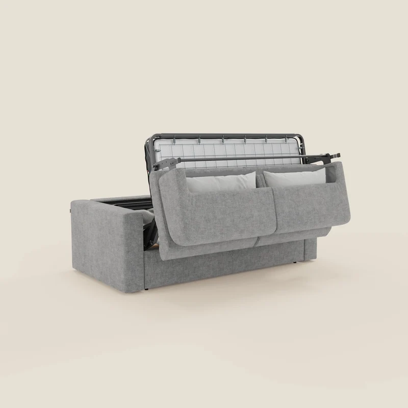 Diomede Canapé convertible en velours easy clean, déhoussable - design moderne et confort en T35 gris
