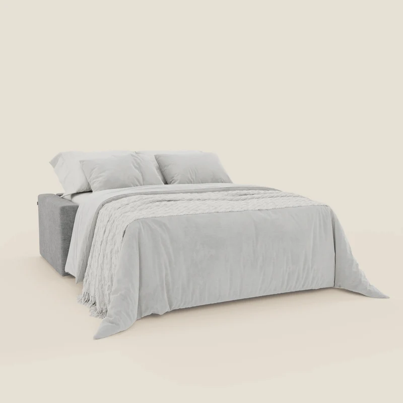 Diomede Canapé convertible en velours easy clean, déhoussable - design moderne et confort en T35 gris