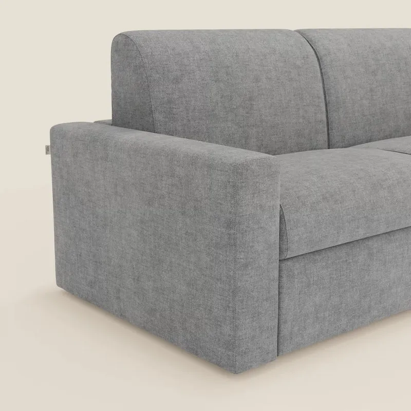 Diomede Canapé convertible en velours easy clean, déhoussable - design moderne et confort en T35 gris