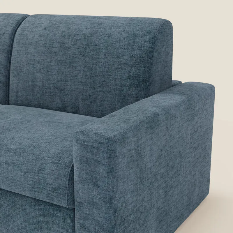 Diomede Canapé convertible en velours easy clean, déhoussable - design moderne et confort en T35 bleu