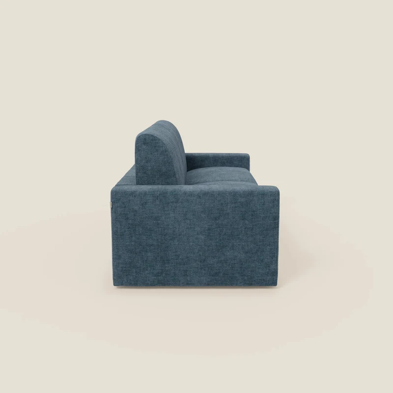 Diomede Canapé convertible en velours easy clean, déhoussable - design moderne et confort en T35 bleu