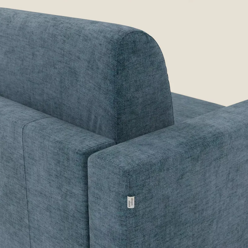 Diomede Canapé convertible en velours easy clean, déhoussable - design moderne et confort en T35 bleu