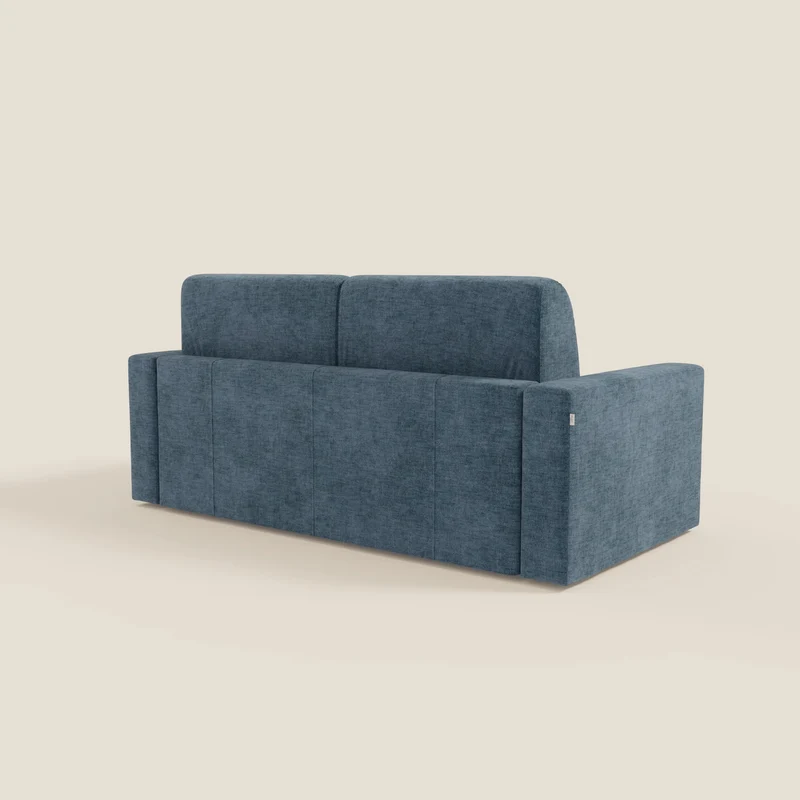 Diomede Canapé convertible en velours easy clean, déhoussable - design moderne et confort en T35 bleu