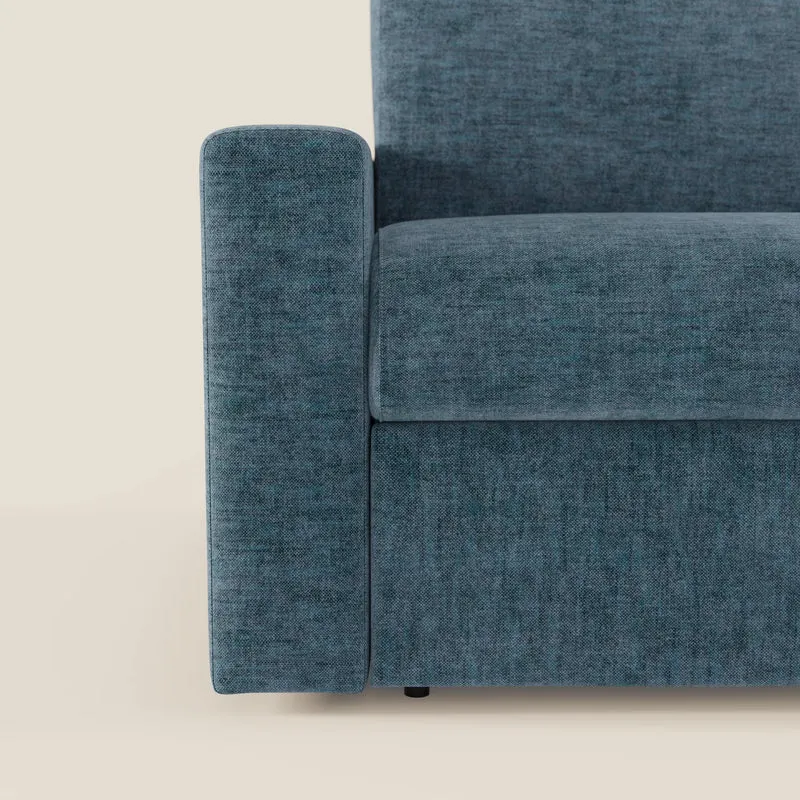 Diomede Canapé convertible en velours easy clean, déhoussable - design moderne et confort en T35 bleu