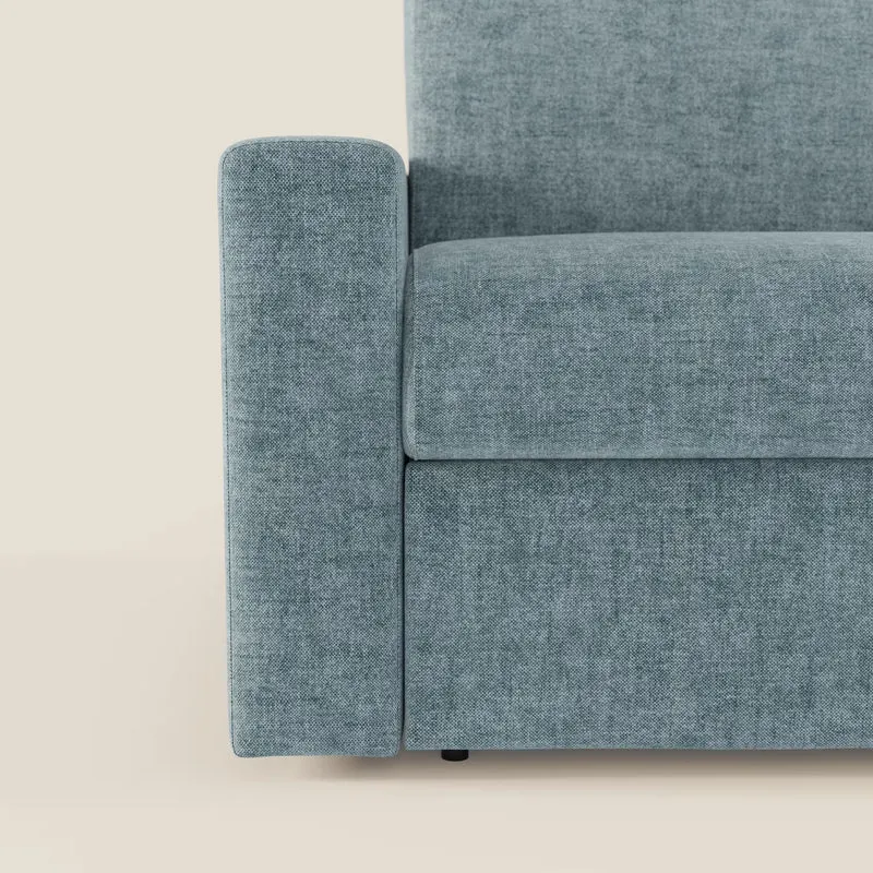 Diomede Canapé convertible en velours easy clean, déhoussable - design moderne et confort en T35 bleu pastel