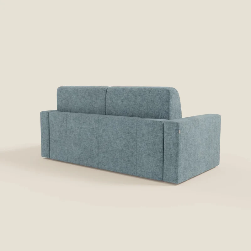 Diomede Canapé convertible en velours easy clean, déhoussable - design moderne et confort en T35 bleu pastel