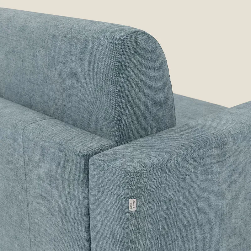 Diomede Canapé convertible en velours easy clean, déhoussable - design moderne et confort en T35 bleu pastel
