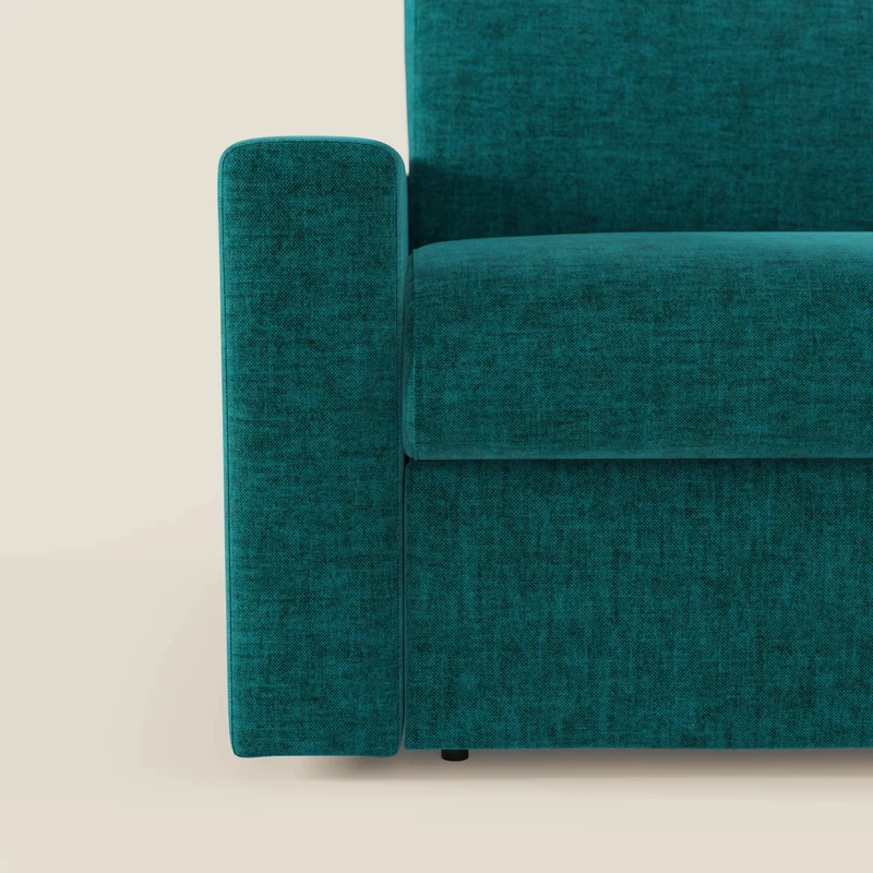 Diomede Canapé convertible en velours easy clean, déhoussable - design moderne et confort en T35 bleu canard