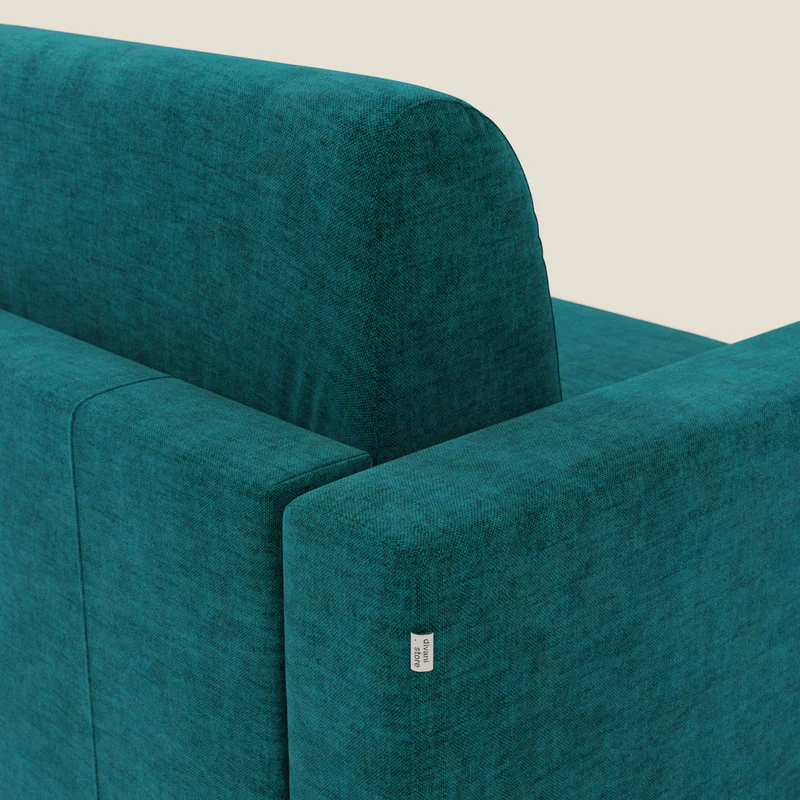 Diomede Canapé convertible en velours easy clean, déhoussable - design moderne et confort en T35 bleu canard