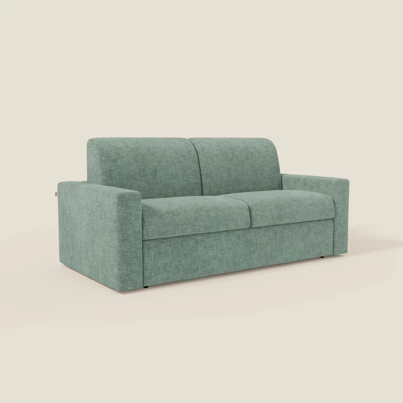 Diomede Canapé convertible en velours easy clean, déhoussable - design moderne et confort en T35 vert aquamarine
