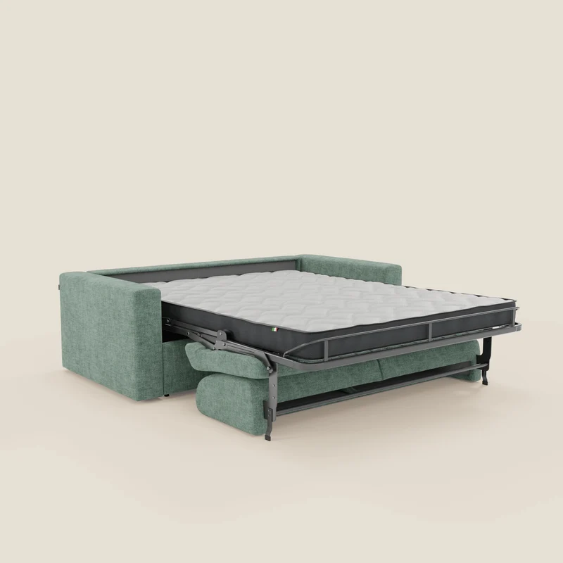 Diomede Canapé convertible en velours easy clean, déhoussable - design moderne et confort en T35 vert aquamarine