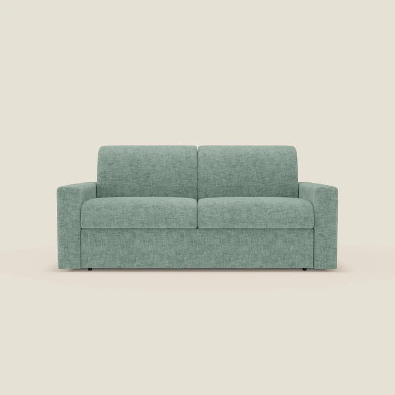 Diomede Canapé convertible en velours easy clean, déhoussable - design moderne et confort en T35 vert aquamarine