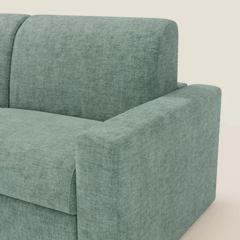 Diomede Canapé convertible en velours easy clean, déhoussable - design moderne et confort en T35 vert aquamarine