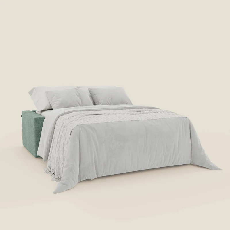 Diomede Canapé convertible en velours easy clean, déhoussable - design moderne et confort en T35 vert aquamarine