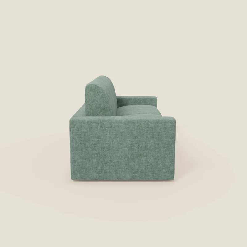 Diomede Canapé convertible en velours easy clean, déhoussable - design moderne et confort en T35 vert aquamarine