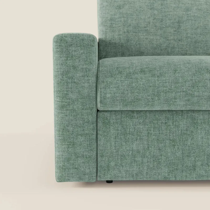 Diomede Canapé convertible en velours easy clean, déhoussable - design moderne et confort en T35 vert aquamarine