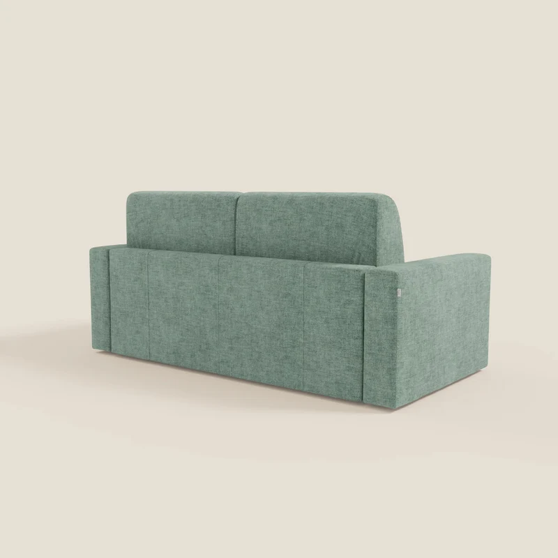 Diomede Canapé convertible en velours easy clean, déhoussable - design moderne et confort en T35 vert aquamarine