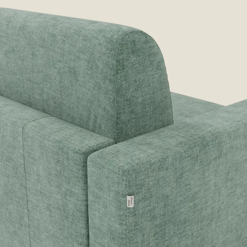 Diomede Canapé convertible en velours easy clean, déhoussable - design moderne et confort en T35 vert aquamarine
