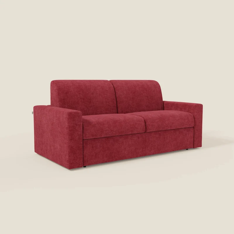 Diomede Canapé convertible en velours easy clean, déhoussable - design moderne et confort en T35 rouge