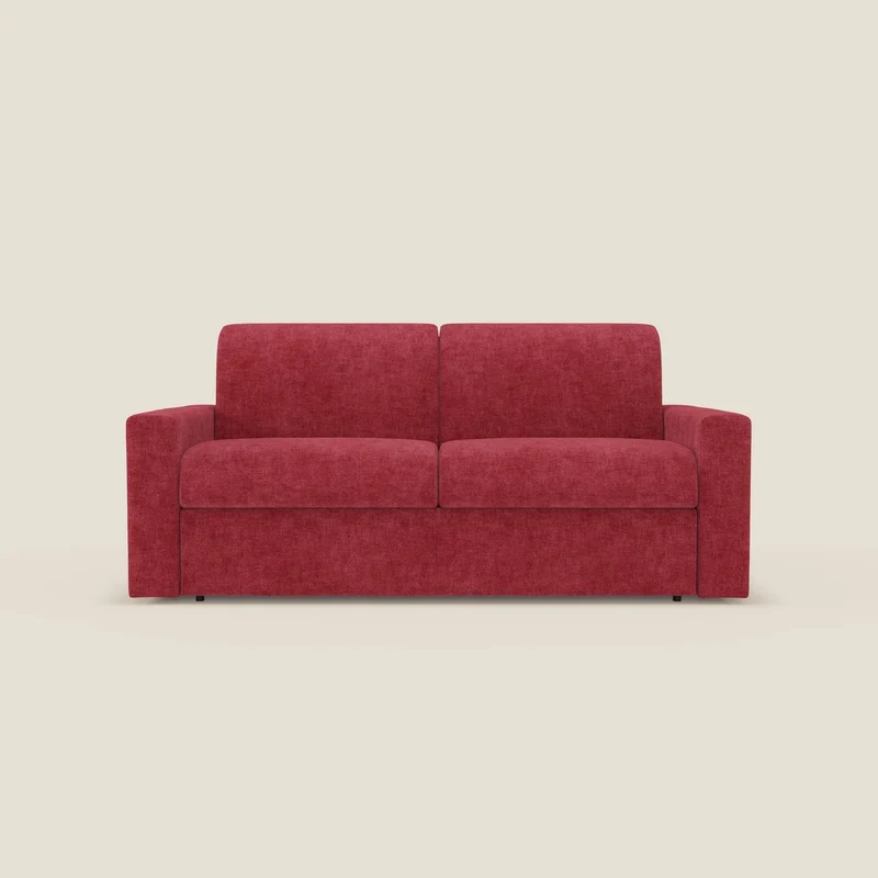Diomede Canapé convertible en velours easy clean, déhoussable - design moderne et confort en T35 rouge