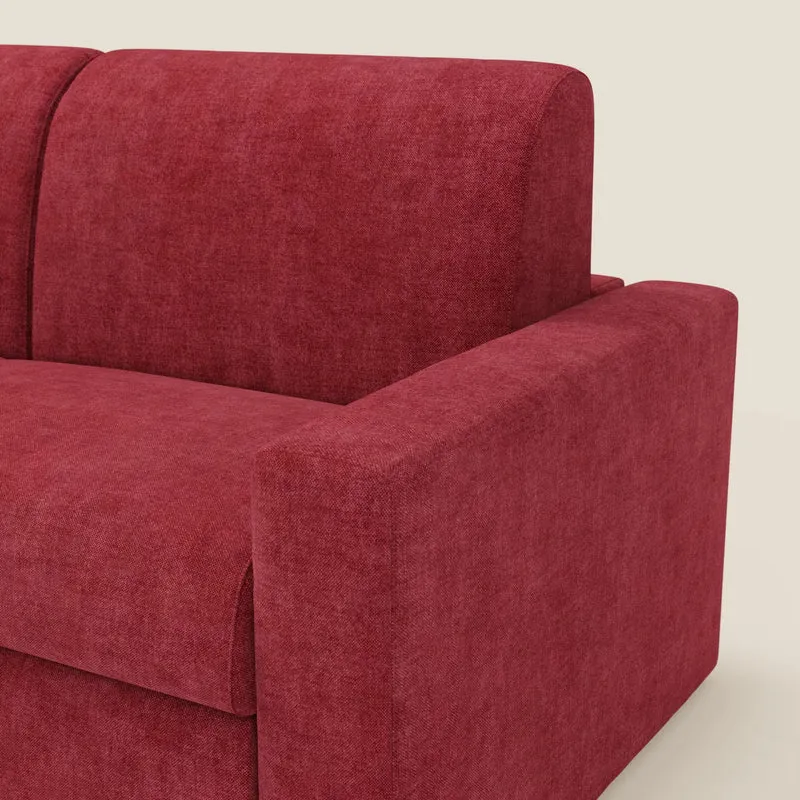 Diomede Canapé convertible en velours easy clean, déhoussable - design moderne et confort en T35 rouge