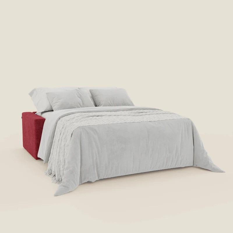 Diomede Canapé convertible en velours easy clean, déhoussable - design moderne et confort en T35 rouge