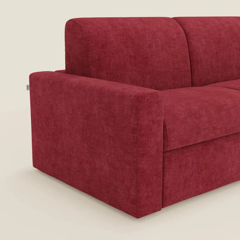 Diomede Canapé convertible en velours easy clean, déhoussable - design moderne et confort en T35 rouge