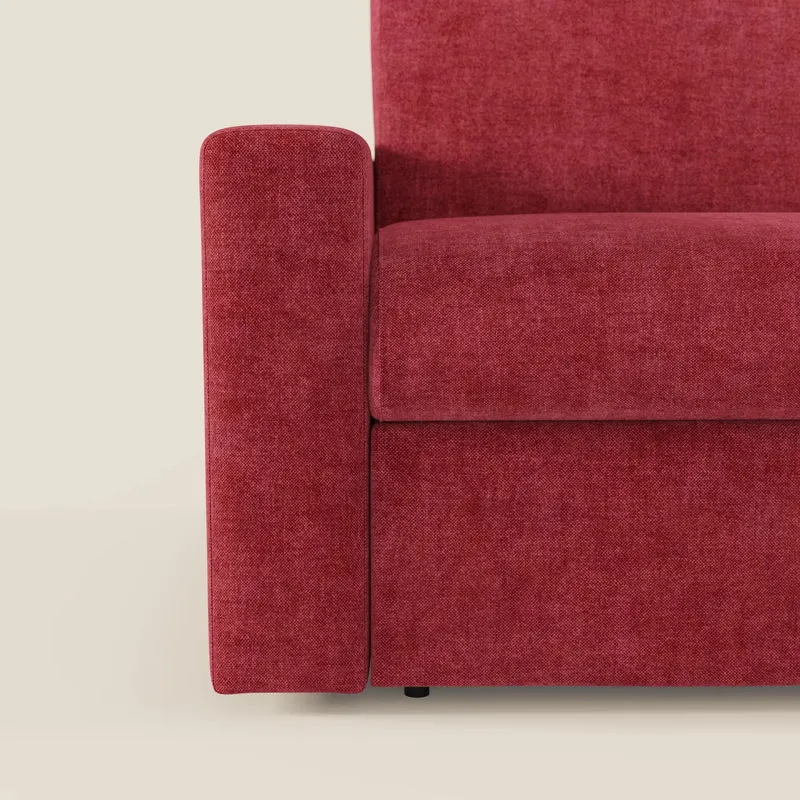Diomede Canapé convertible en velours easy clean, déhoussable - design moderne et confort en T35 rouge