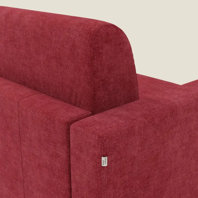 Diomede Canapé convertible en velours easy clean, déhoussable - design moderne et confort en T35 rouge